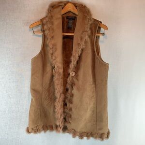 Jones New York Signature Vest rabbit fur large
